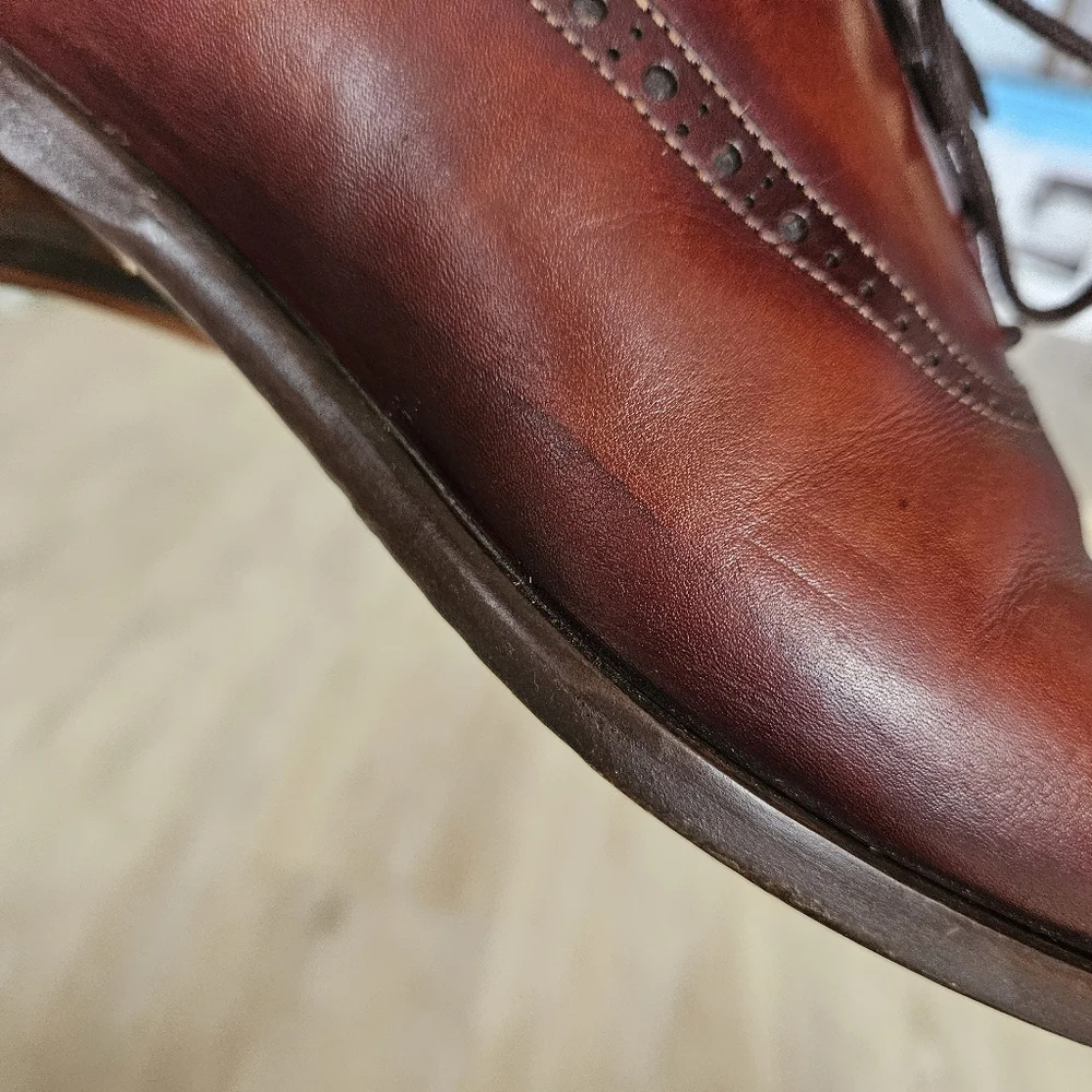 Magnanni Manolo Medallion Toe Oxford Cognac 20518 Men's Size 9.5